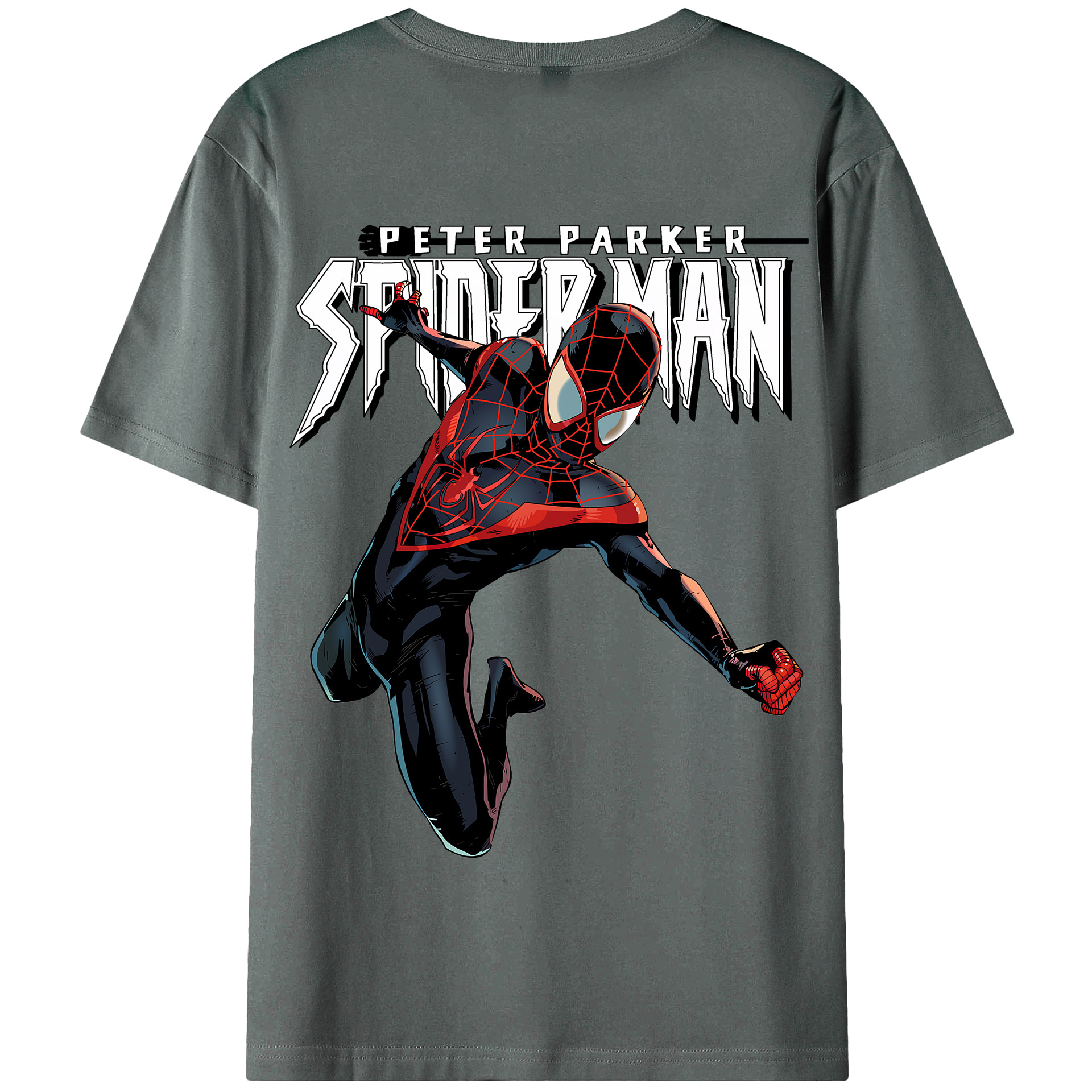 （画像用） Spider Man スパイダーマン 綿100％半袖Tシャツ（背面プリント）